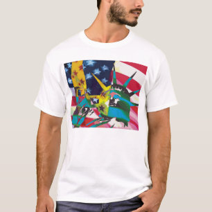 Camiseta Estatua de la libertad y de la bandera Posterized
