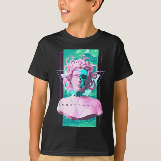 Camiseta Estatua de Medusa de Vaporwave con arte estético d (Anverso)