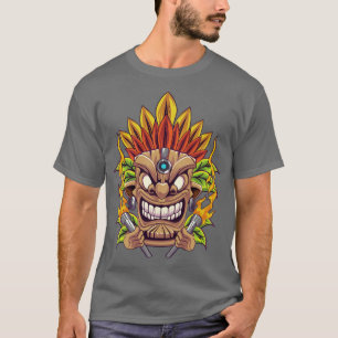 Camiseta Estatua de Tiki Hawai Cabeza de Tiki Máscara Maorí