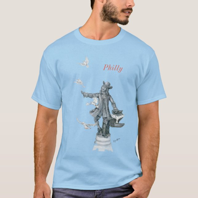 Camiseta Estatua de William Penn de Philly liberando paloma (Anverso)