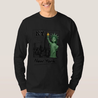 Camiseta Estatua del bebé en Nueva York, Skyline Sketc