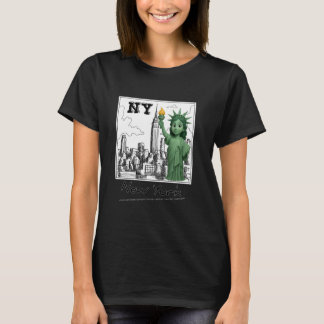 Camiseta Estatua del bebé en Nueva York, Skyline Sketc