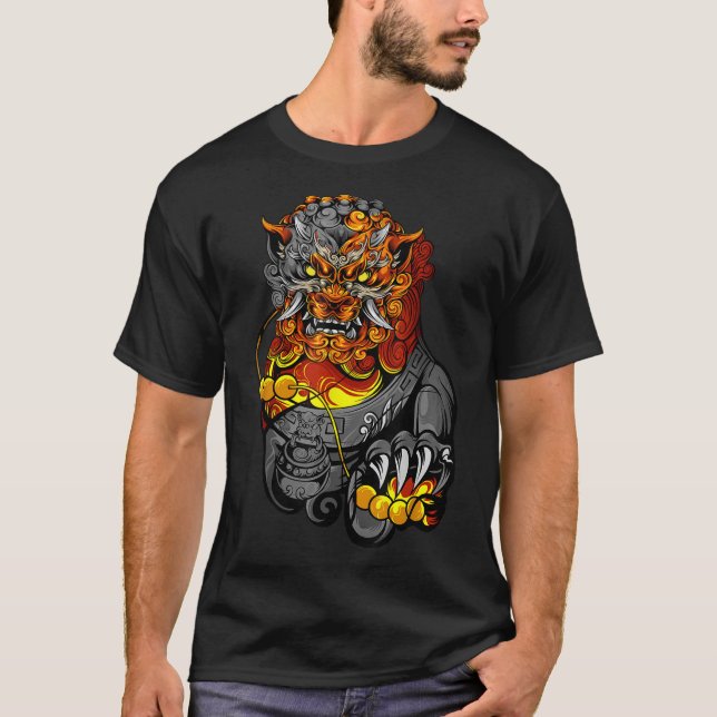 Camiseta Estatua del Guardián de la Puerta del León: Perro  (Anverso)