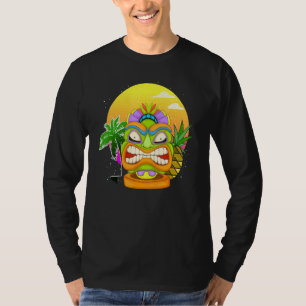 Camiseta Estatua Hawaiana Fiesta Luau Máscara Tiki Polinesi