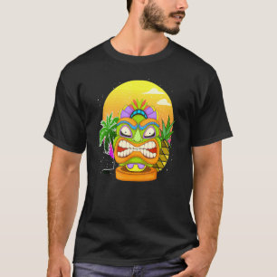 Camiseta Estatua hawaiana Luau Fiesta Máscara Tiki Polinesi