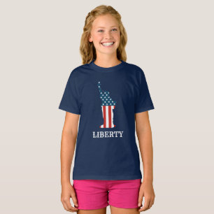 Camiseta Estatua Patriótica Americana de Estrellas de Liber