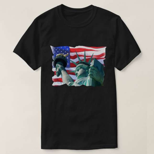Camiseta Estatua Patriótica de la Libertad ondeando la band (Diseño del anverso)