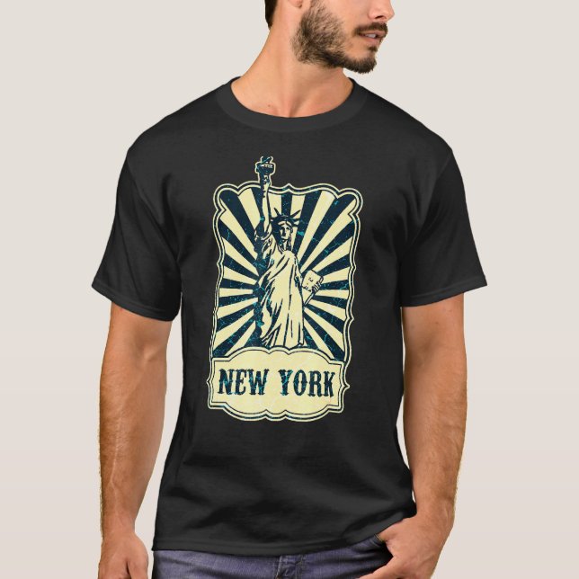 Camiseta Estatua Retro De La Libertad Nueva York City Estad (Anverso)