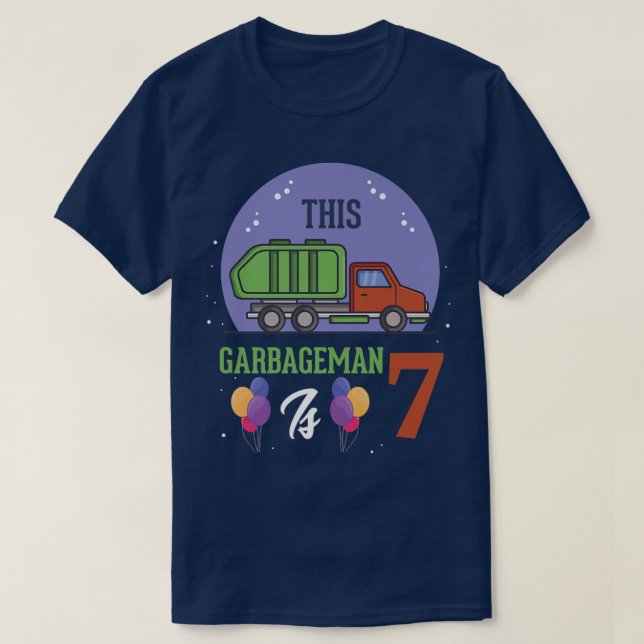 Camiseta Este basurero tiene 7 Cumpleaños del camión de bas (Diseño del anverso)