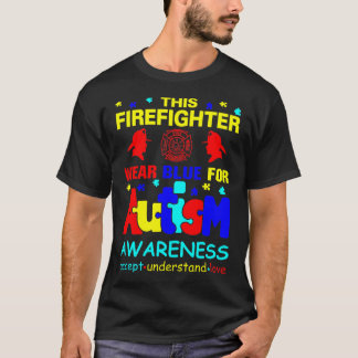 Camiseta Este bombero usa azul para concientizar sobre el a