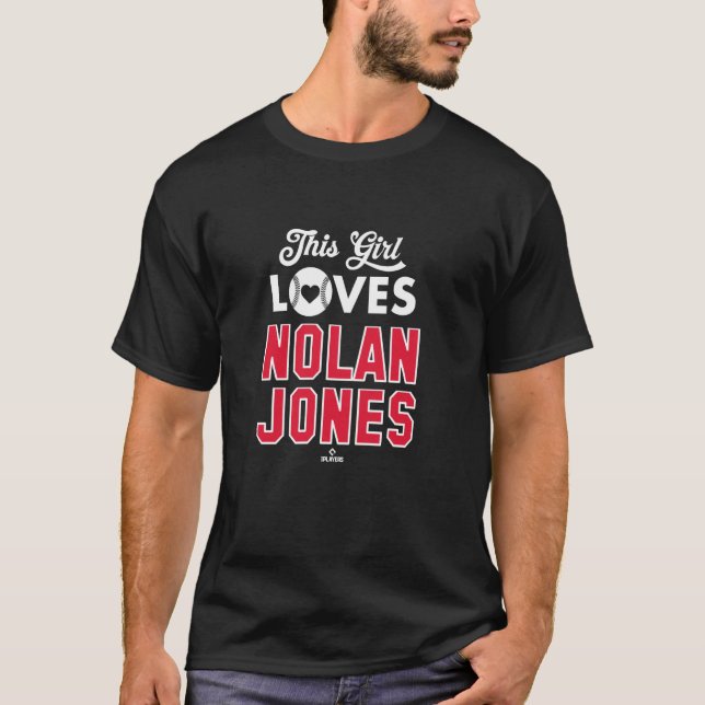 Camiseta Este Chica ama a Nolan Jones Cleveland Baseball ML (Anverso)