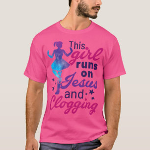 Camiseta Este Chica Corre Sobre Jesús Y Atrapando Clogs Cut