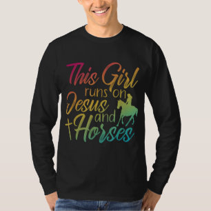 Camiseta Este Chica corre sobre Jesús y caballos Religiosos
