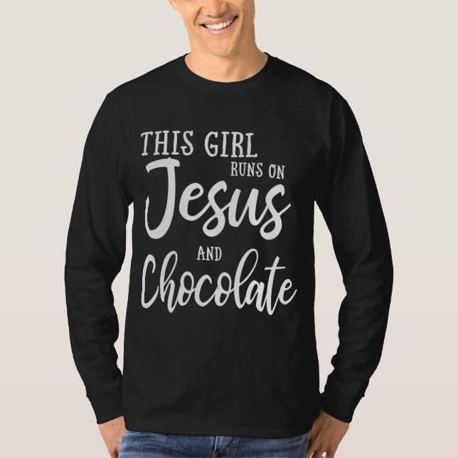 Camiseta Este Chica Corre Sobre Jesús Y Chocolate Christian (Anverso)