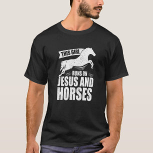 Camiseta Este Chica Corre Sobre Jesús Y El Cuello De Caball