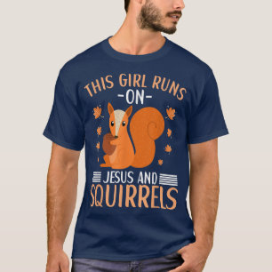 Camiseta Este Chica Corre Sobre Jesús Y Las Ardillas Cute a