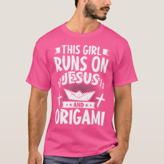 Camiseta Este Chica Corre Sobre Jesús Y Origami