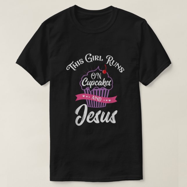Camiseta Este Chica Corre Sobre Pasteles Y Jesús (Diseño del anverso)