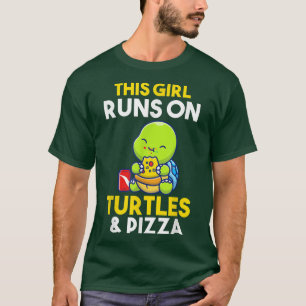 Camiseta Este chica corre sobre pizza y tortugas en camiset