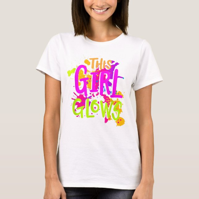 Camiseta Este Chica luce disfraz fiesta de Halloween brilla (Anverso)