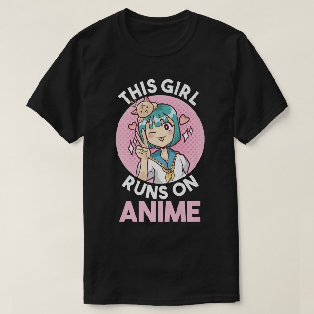 Camiseta Este chica se ejecuta en anime  (Diseño del anverso)