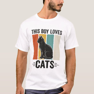 Camiseta Este Chico Ama Los Gatos Diseño Retro Amante De Lo
