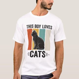Camiseta Este Chico Ama Los Gatos Diseño Retro Amante De Lo