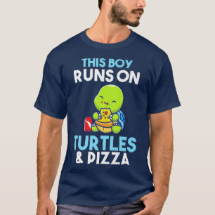 Camiseta Este chico corre sobre pizza y tortugas 
