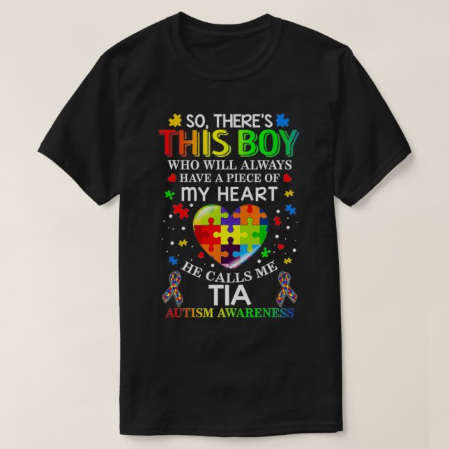 Camiseta Este chico me llama conciencia del autismo de Tia (Diseño del anverso)