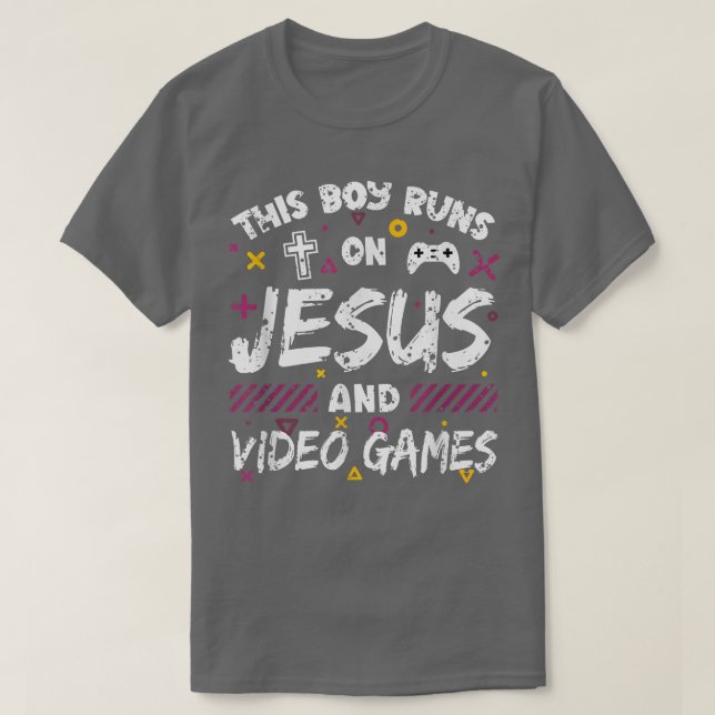 Camiseta Este chico se escapa de Jesús y juegos de video de (Diseño del anverso)