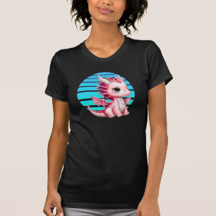 Camiseta Este diseño presenta un lindo dragón rosa con una 