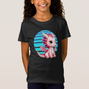 Camiseta Este diseño presenta un lindo dragón rosa con una 