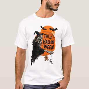 Camiseta Este es el Fiesta de Halloween Scary Witch Retro S