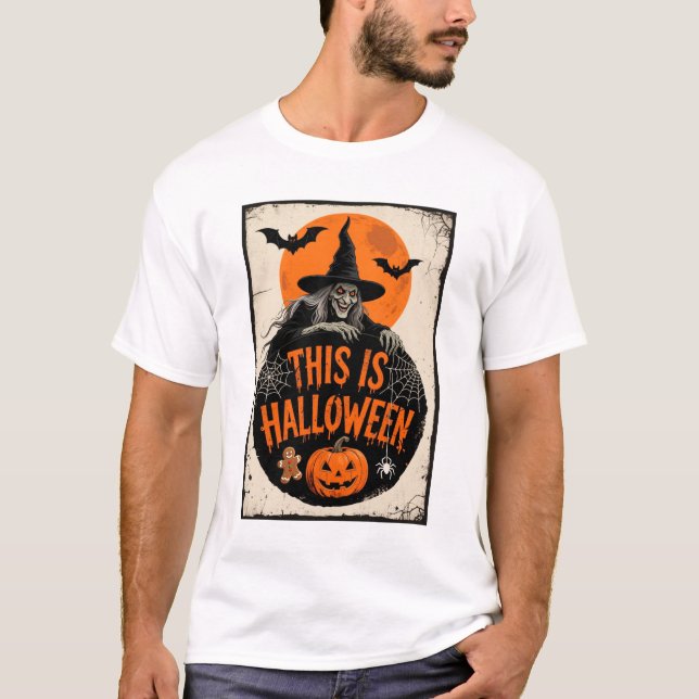 Camiseta Este es el Fiesta de Halloween Scary Witch Retro S (Anverso)