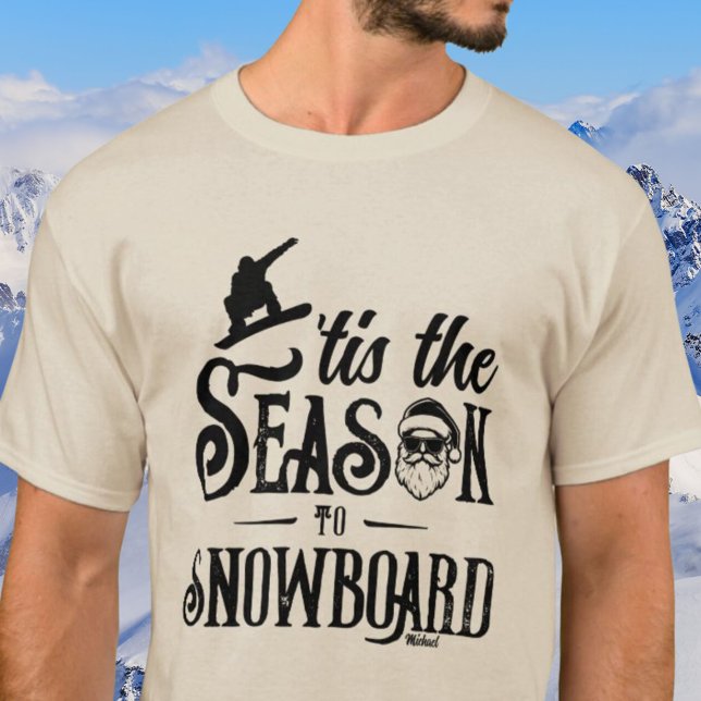 Camiseta Este es el snowboard Santa Graphic Mens (Tis the Season Snowboard Santa Graphic Mens T-Shirt)