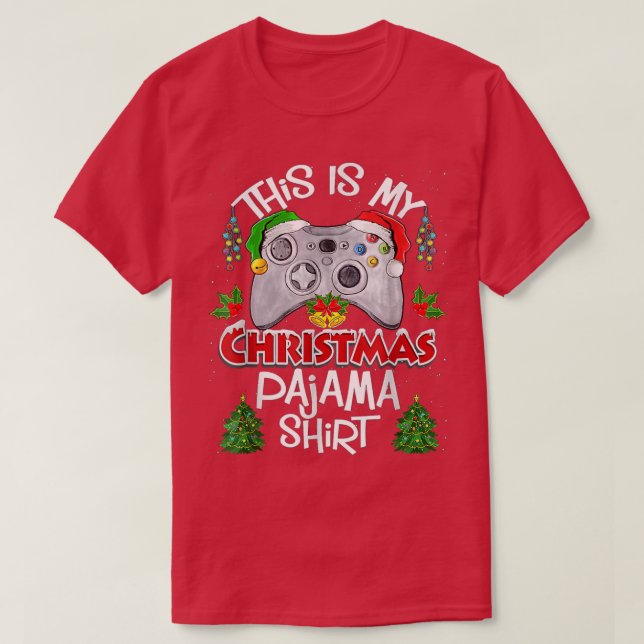 Camiseta Este es el video de Pajama Santa Hat Gamer de mis  (Diseño del anverso)