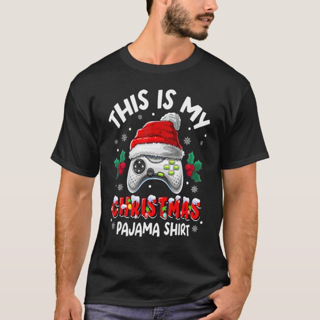 Camiseta Este es el video de Pajama Santa Hat Gamer de mis  (Anverso)