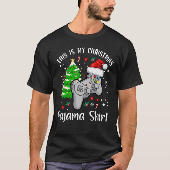 Camiseta Este es el video de Pajama Santa Hat Gamer de mis  (Anverso)