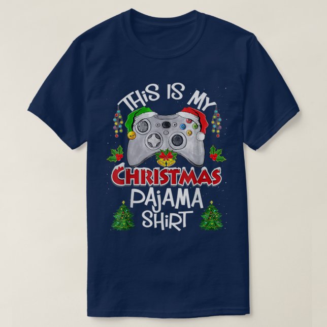 Camiseta Este es el video de Pajama Santa Hat Gamer de mis  (Diseño del anverso)