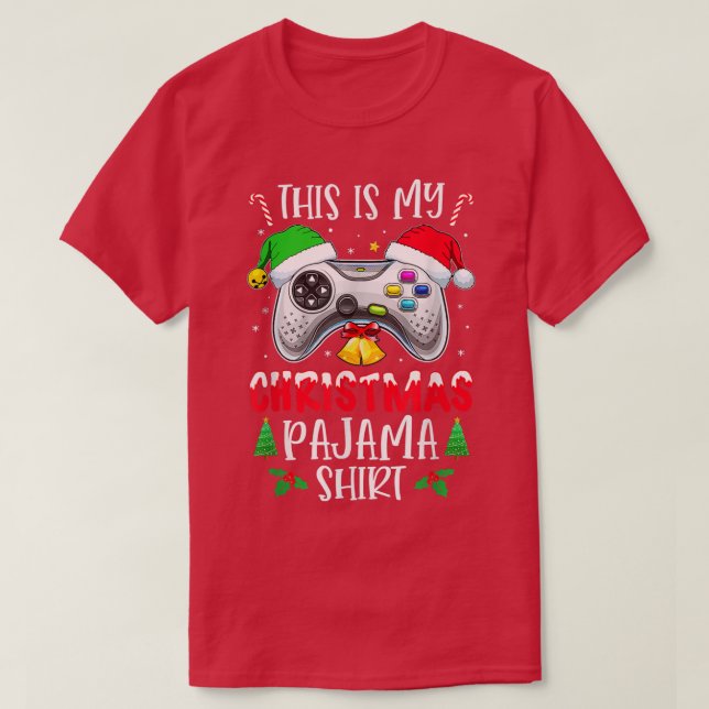 Camiseta Este es el video de Pajama Santa Hat Gamer de mis  (Diseño del anverso)