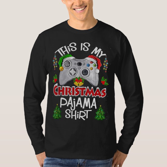 Camiseta Este es el video de Pajama Santa Hat Gamer de mis  (Anverso)