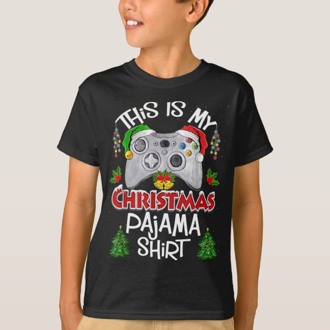 Camiseta Este es el video de Pajama Santa Hat Gamer de mis  (Anverso)