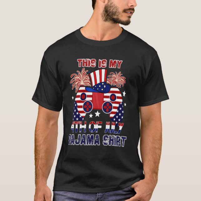 Camiseta Este Es Mi 4 De Julio Controladores De Juegos Paja (Anverso)