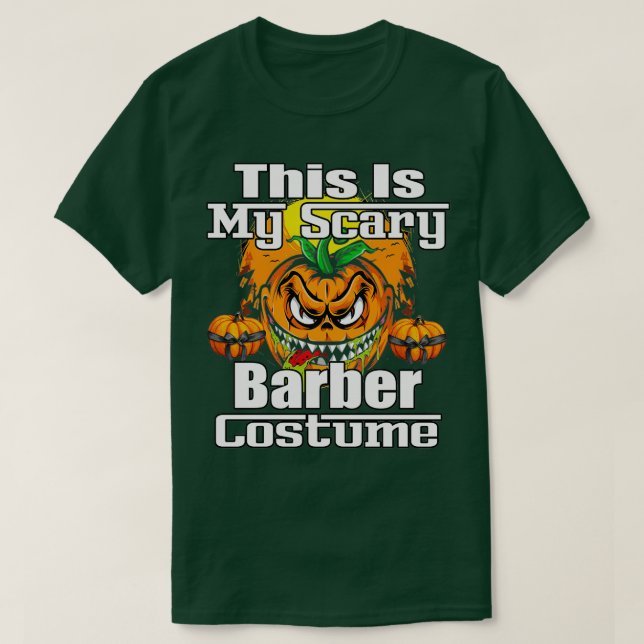 Camiseta Este es mi asustado atuendo de barbero para hombre (Diseño del anverso)