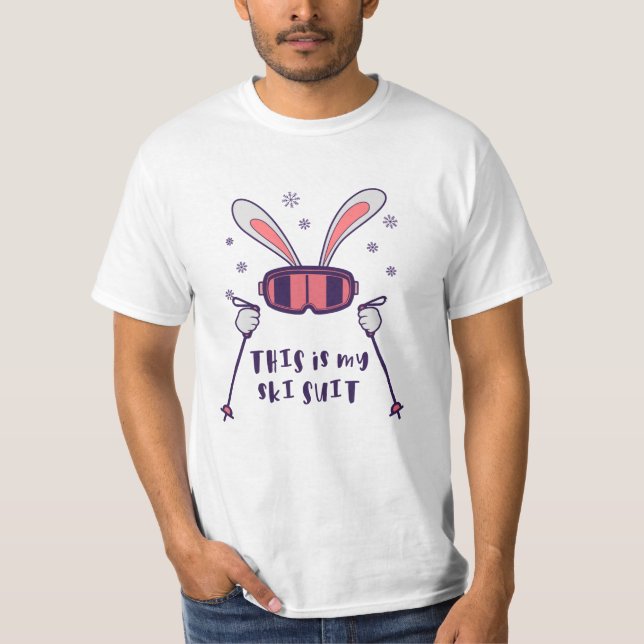 Camiseta Este es mi Conejo de Esquí con bastones de esquí (Anverso)