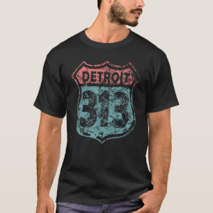 Camiseta Este es mi Detroit 313 Michigan Distressed