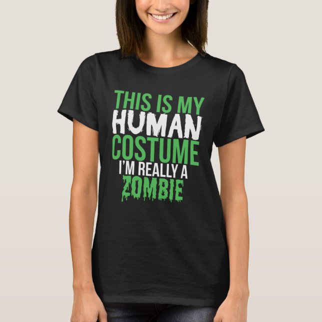 Camiseta Este Es Mi Disfraz Humano Realmente Una Halloween  (Anverso)