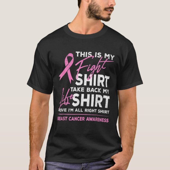 Camiseta Este Es Mi Equipo De Cáncer De Mama De Cinta Rosa (Anverso)