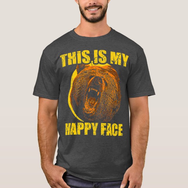 Camiseta Este Es Mi Face Feliz Oso Gracioso Grizzly (Anverso)