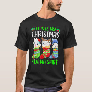 Camiseta Este Es Mi Gato De Feliz Navidad Pijama Luces De N